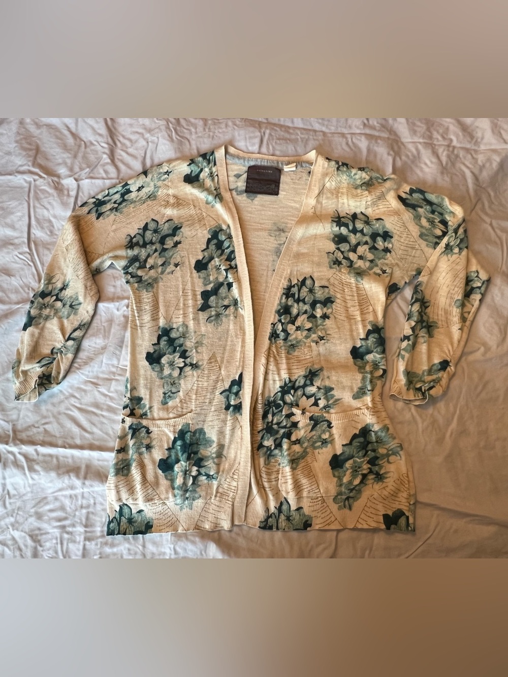 Guinevere Light Cream Floral Open-Front Women's Cardigan